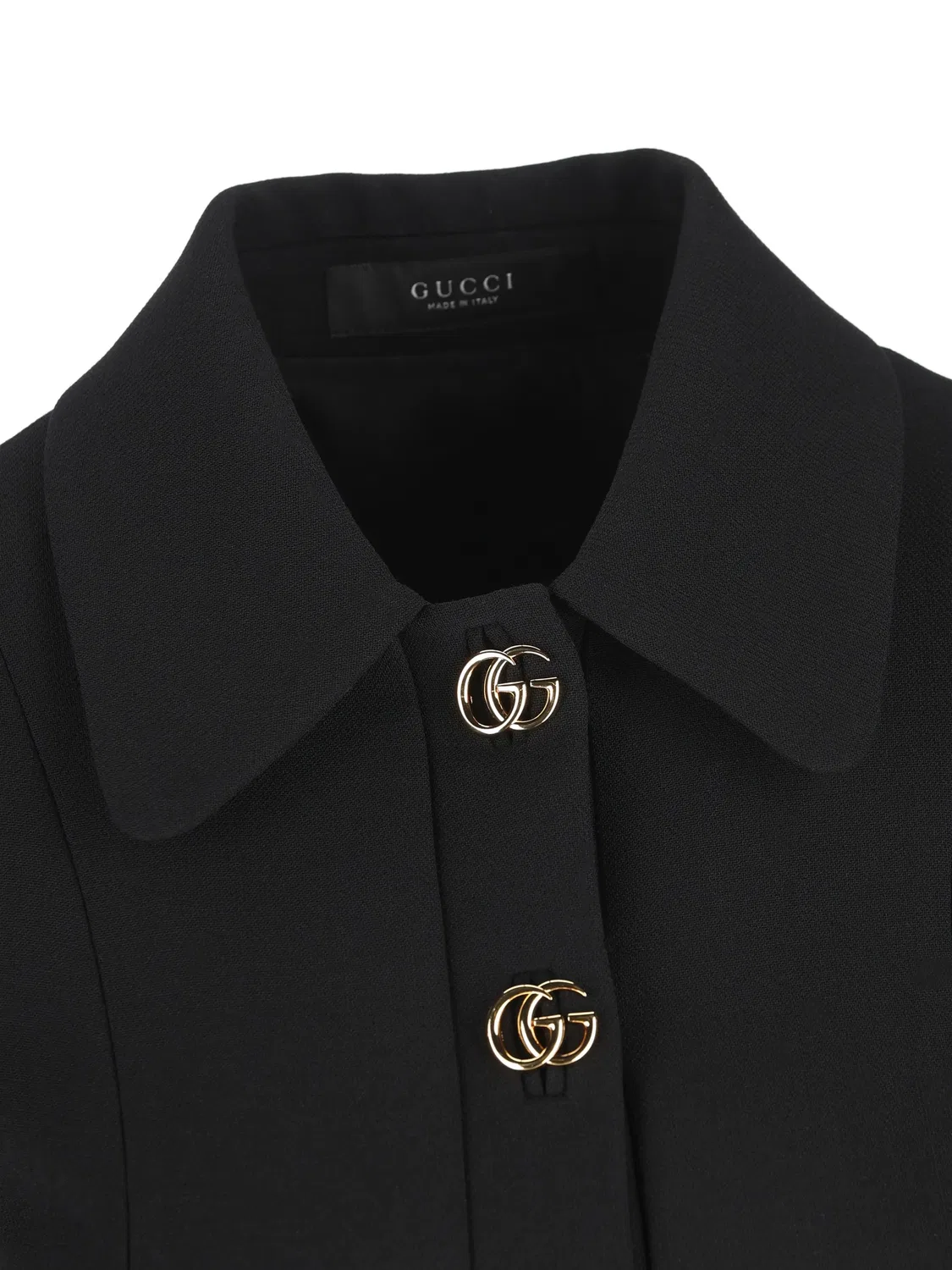 Шерстяное платье мини с логотипом Double G Gucci, черный — фото 4