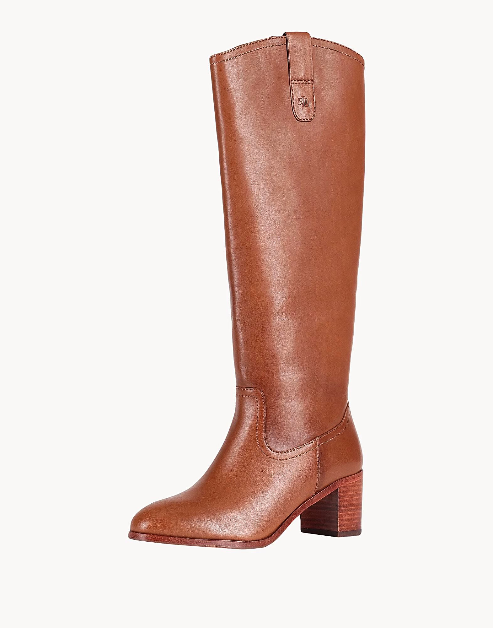 Ботинки Carla Burnished Leather Ridingtk! Boot Ralph Lauren, желтовато-коричневый — фото 2