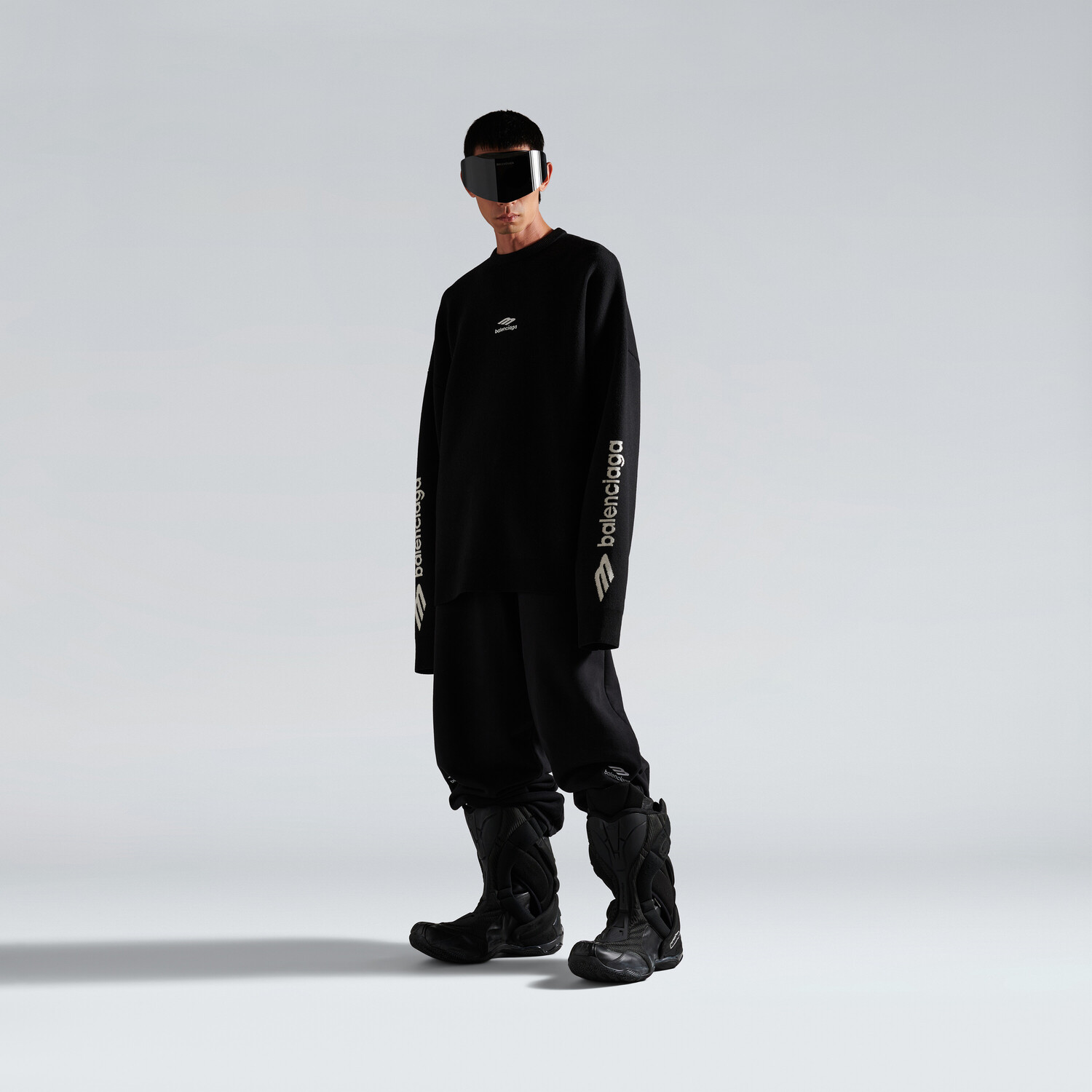 

Мужской свитшот 3b sports icon ski черно-белого цвета BALENCIAGA, белый/черный