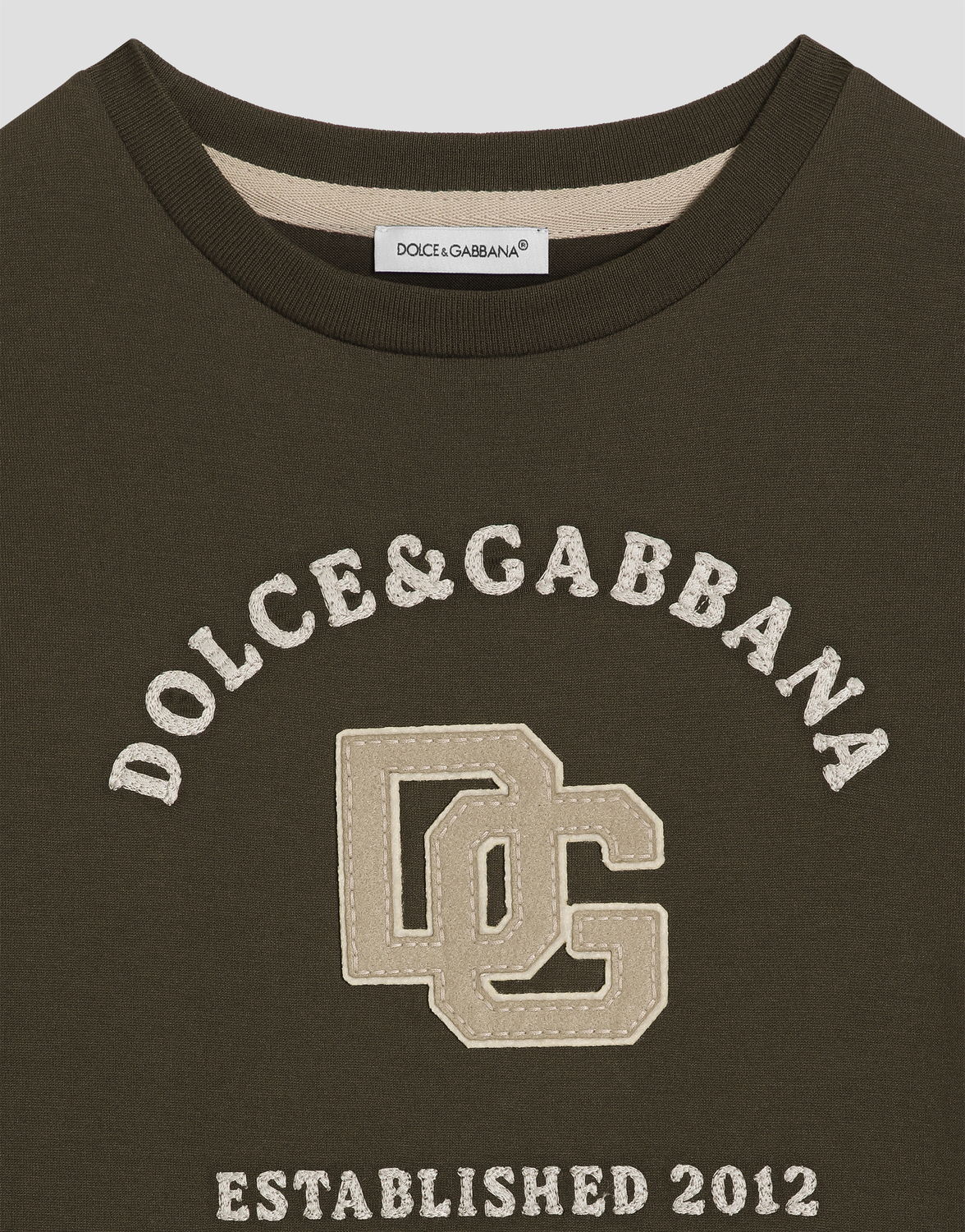 Футболка из джерси с вышитой аппликацией DOLCE & GABBANA, серый — фото 3