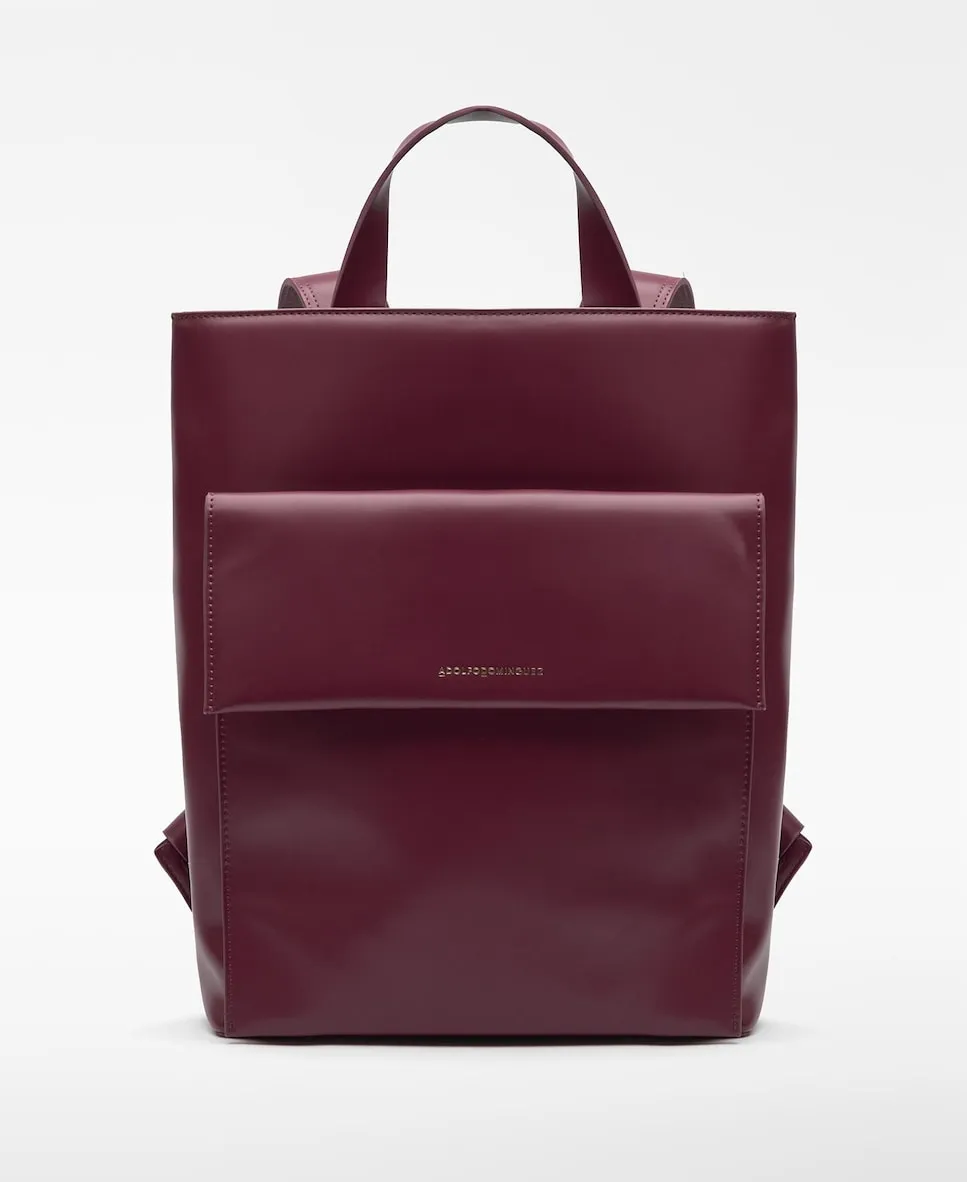 

Женский рюкзак с клапаном из кожи и искусственной кожи Adolfo Dominguez, винный