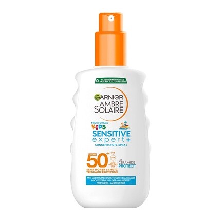 

Garnier Sunscreen SPF 50+ для детей водостойкий и пескоустойчивый Ambre Solaire Kids Sensitive Expert+ солнцезащитный спрей 150 мл
