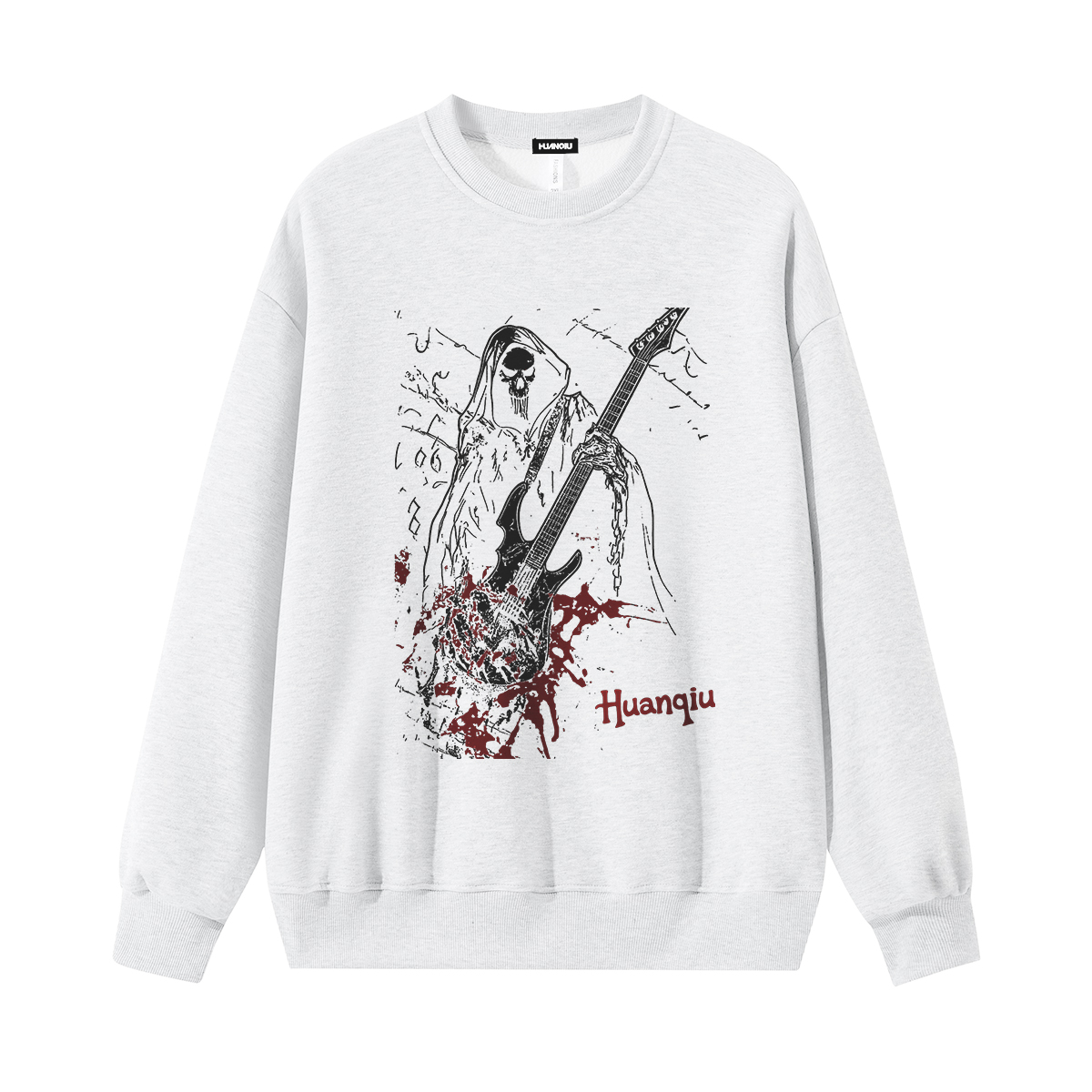 

Свитшот Unisex Crew Neck Moderate Heavyweight HUANQIU, белый heather серый (fleece-lined)