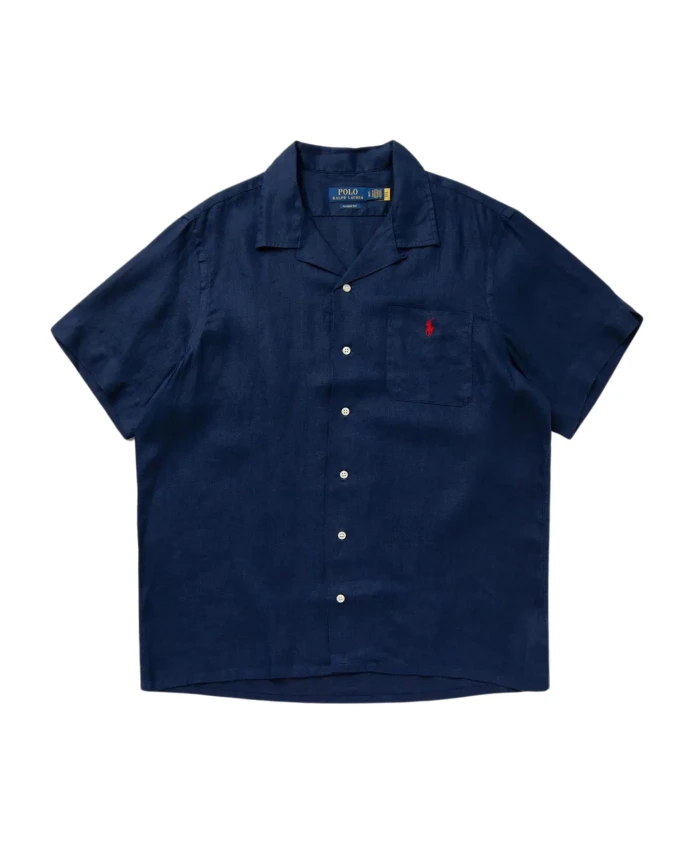 

Синяя льняная рубашка обычного кроя Polo Ralph Lauren, синий
