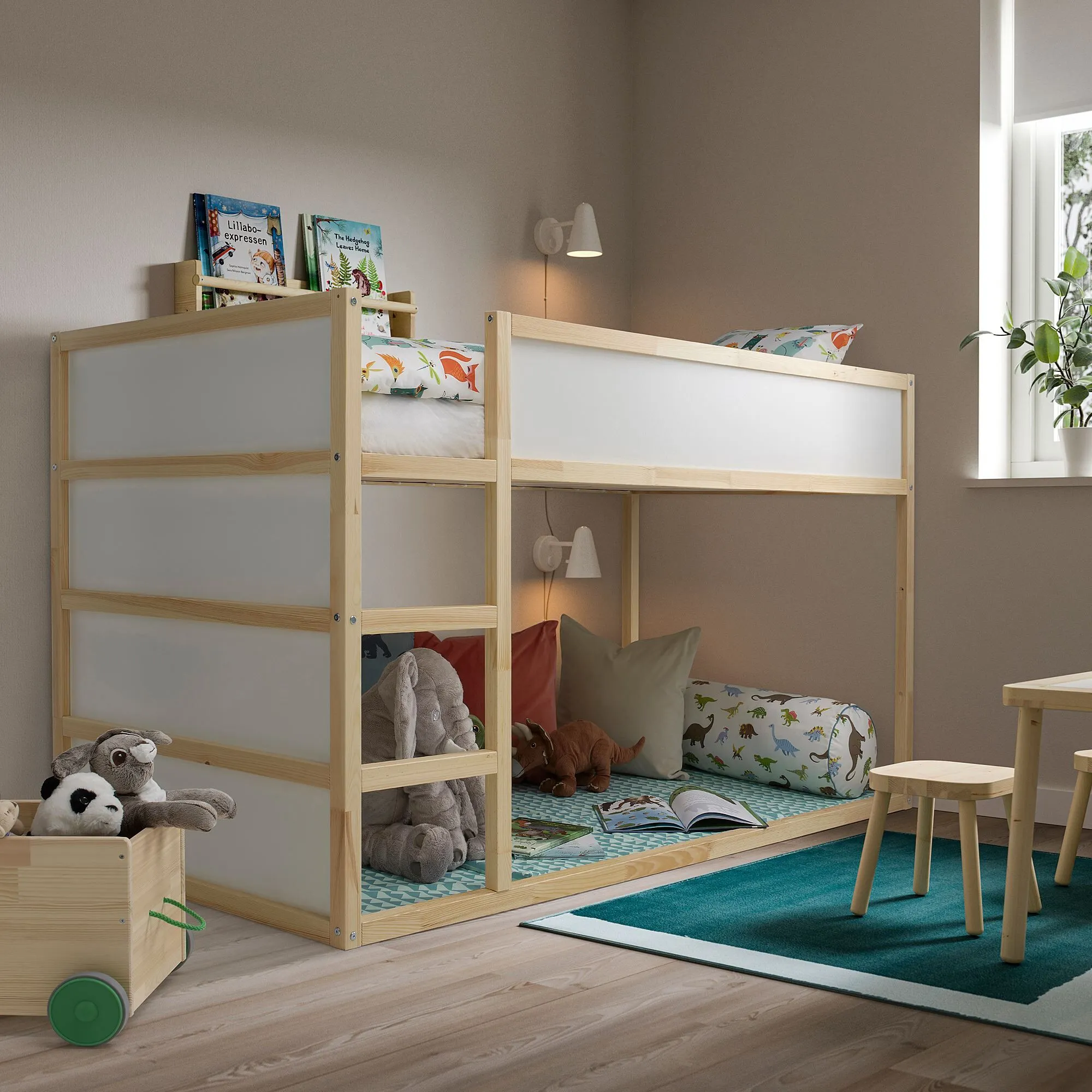 Двусторонняя кровать, белый/сосна, 90x200 см, KURA IKEA — фото 3