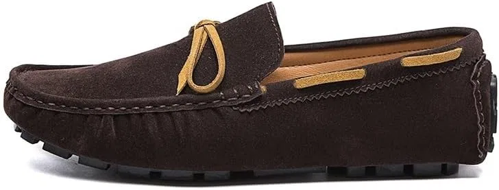 Мужские лоферы замшевые Driving Boat Shoes коричневый SayfuR — фото 2