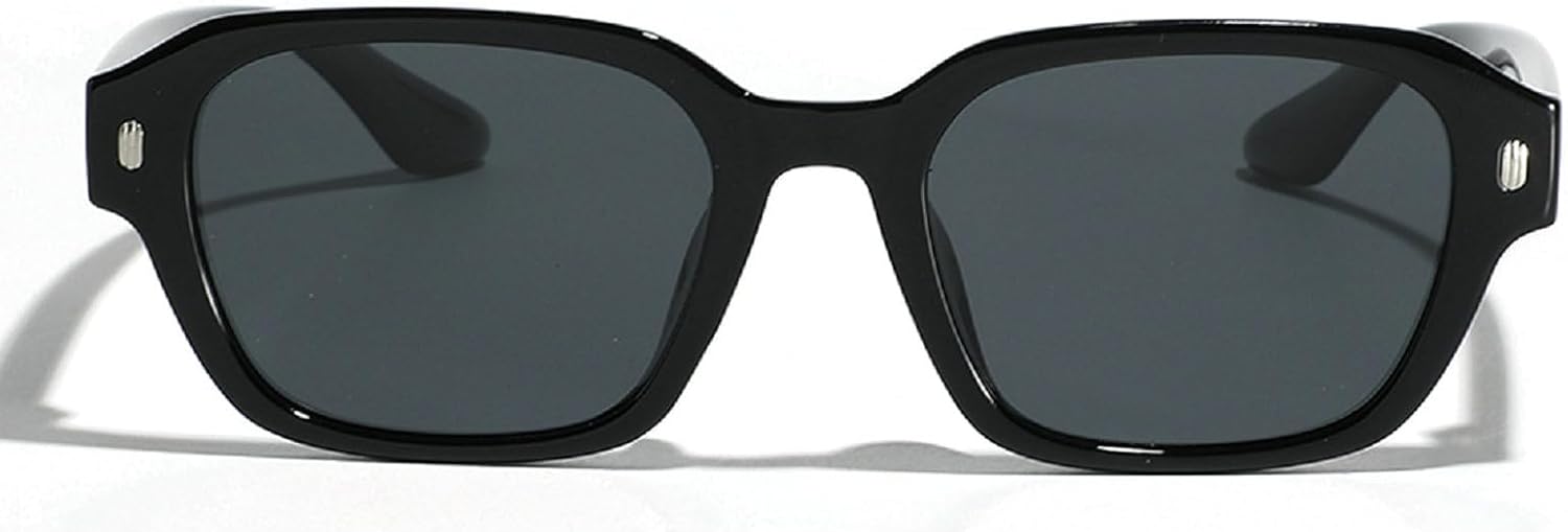 

Мужские солнцезащитные очки Melrose Retro Small Rectangle с заклепками, черные и желтые, с защитой от УФ-излучения UV400, модные женские очки с прозрачными линзами, оправа 30304, Black