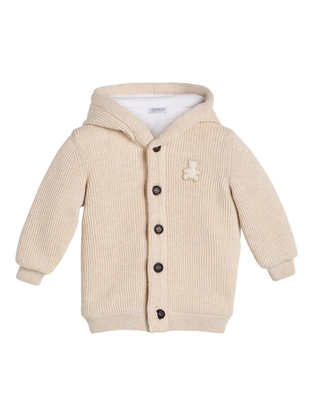 

Кардиган в рубчик с капюшоном Brunello Cucinelli Kids, бежевый