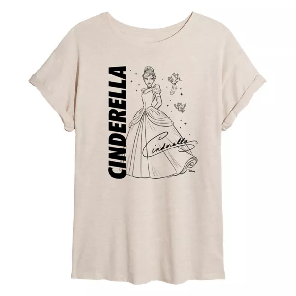 

Футболка оверсайз с автографом для девочек Cinderella Juniors Disney, бежевый