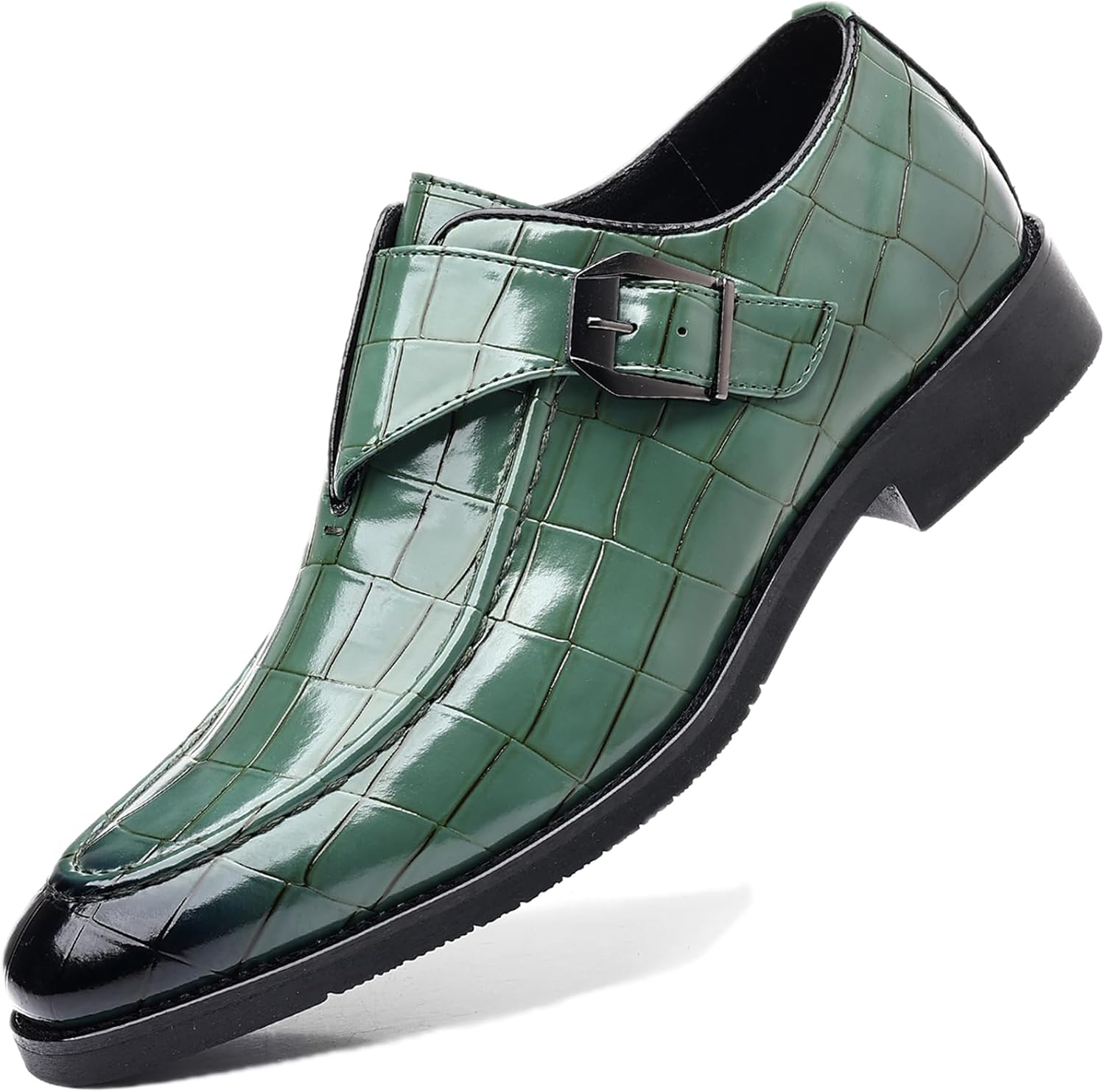

Мужские лоферы с пряжкой в стиле монах из лакированной кожи, модный заостренный носок, удобный массивный каблук, на пуговицах, повседневные классические оксфорды для свадеб, вечеринок и бизнеса Adkgbe, зеленый