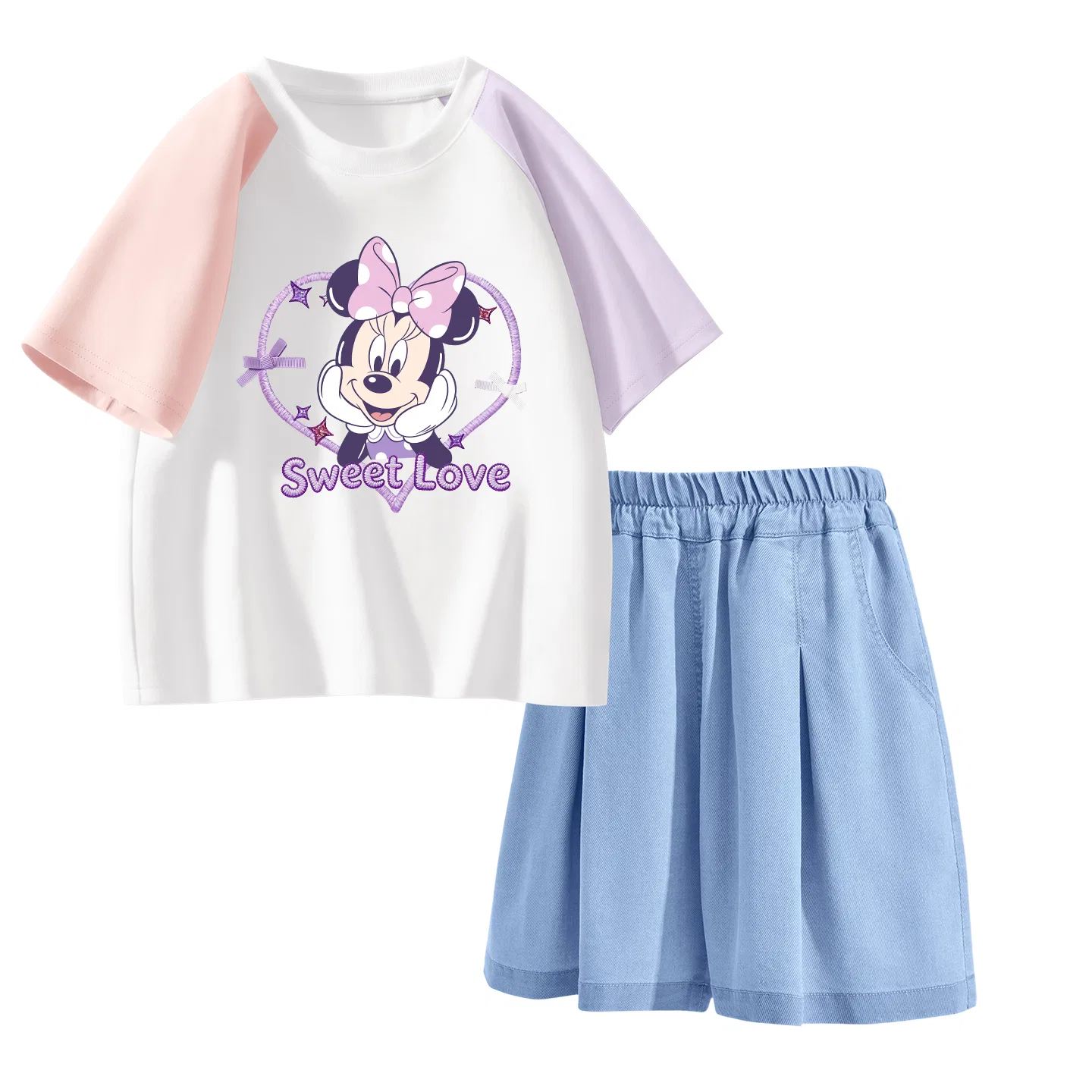 Детский спортивный костюм Disney с принтом, модель Casual Sportswear, розовый и голубой