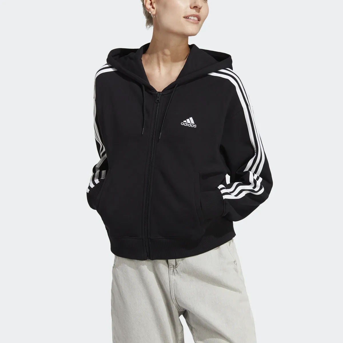 

Толстовка Adidas Sportswear с капюшоном "W 3S FT FZ S HD", белый