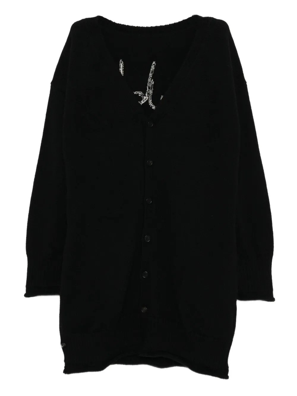 

Кардиган с V-образным вырезом Yohji Yamamoto, черный