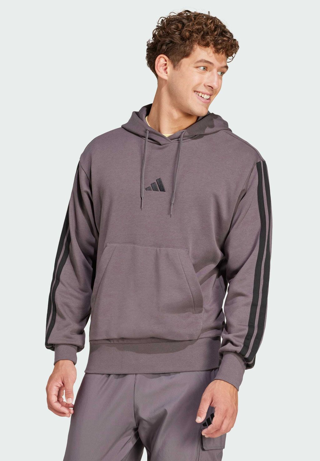 

Толстовка с капюшоном ESSENTIALS STRIPES FRENCH adidas Sportswear, серый