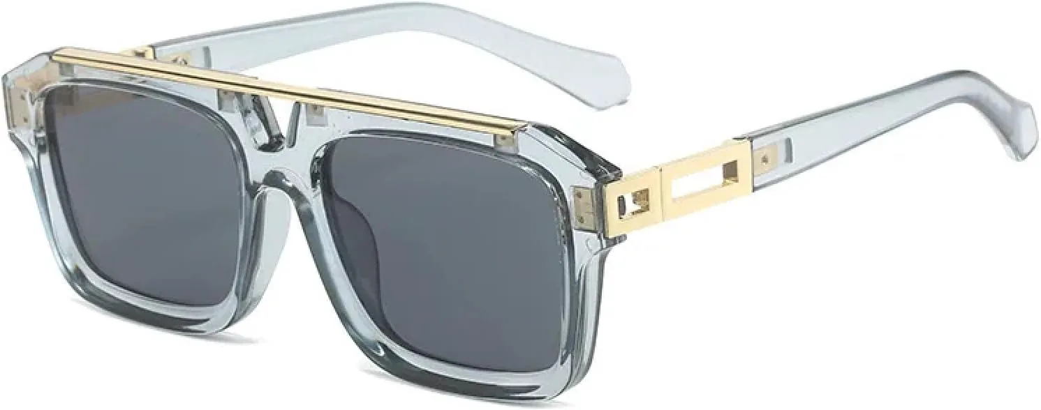 

Роскошные классические солнцезащитные очки для женщин и мужчин, модные солнцезащитные очки в винтажном стиле, панк, с плоской верхней частью TKKTLLT, Gray Black