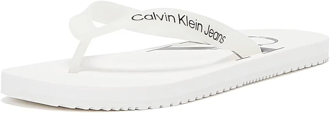 Пляжные сандалии Calvin Klein Jeans Monogram TPU, мужские белые шлепанцы