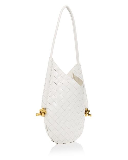 Кожаная сумка через плечо Borsa Solstice Bottega Veneta, цвет White — фото 4
