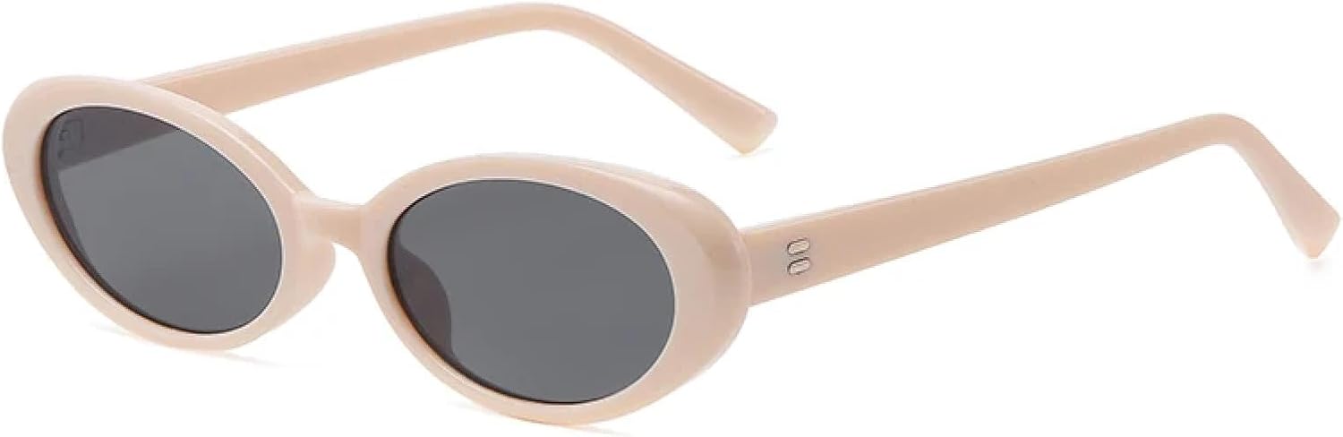 

Солнцезащитные очки с защитой от УФ-излучения UV400 | Овальная черная маленькая оправа | Для женщин и мужчин, для занятий спортом на открытом воздухе и вождения DSVIGF, Beige Black