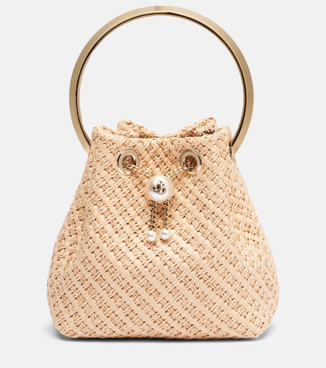 

Bon Bon Маленькая декорированная сумка-тоут из рафии Jimmy Choo, Natural/Gold/Light Gold