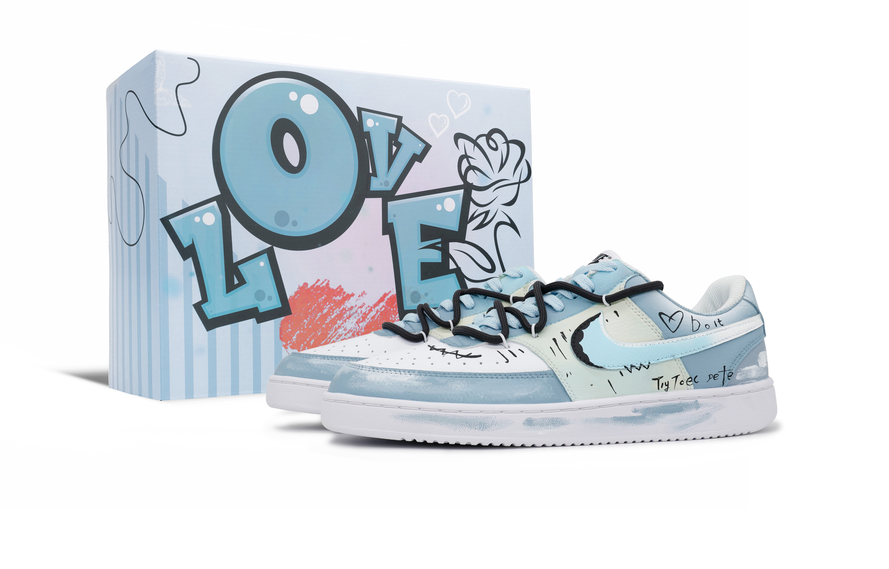 

Nike Кроссовки Court Vision 1 Wind Blown Cloud Journey, синие, с противоскользящим покрытием, с низким верхом, для скейтбординга, мужские, синие