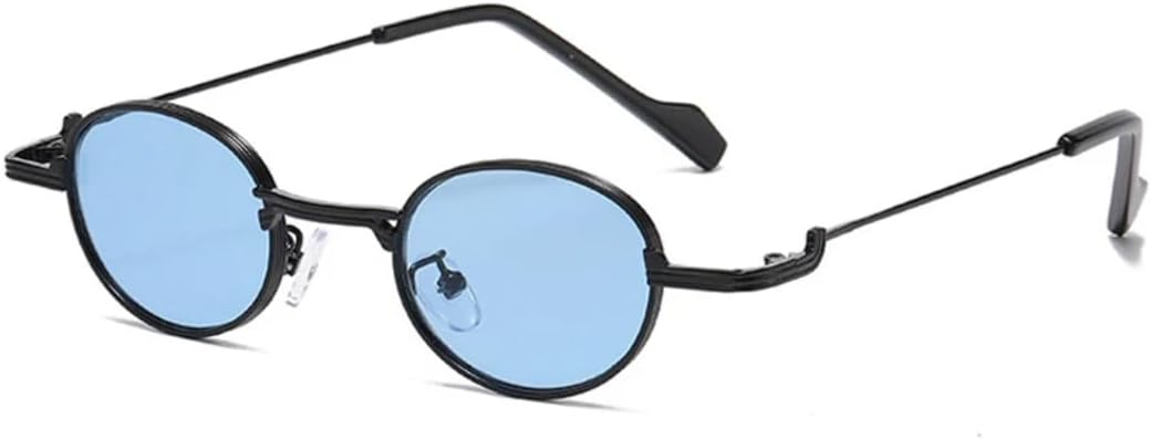 

Ретро-солнцезащитные очки в металлической оправе овальной формы для женщин, модные очки с прозрачными линзами, защищающими от ультрафиолета UV400, для мужчин, трендовые панк-солнцезащитные очки generic, Black Blue