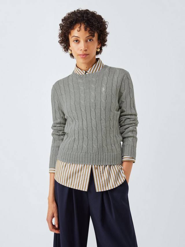 

Поло свитер с кабельной вязкой и круглым вырезом Ralph Lauren, Grey