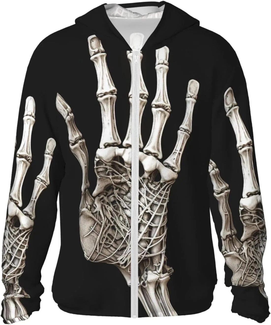 

Толстовка с капюшоном Skeleton Hand, Full Zip, UPF 50+, с карманом HJBNW