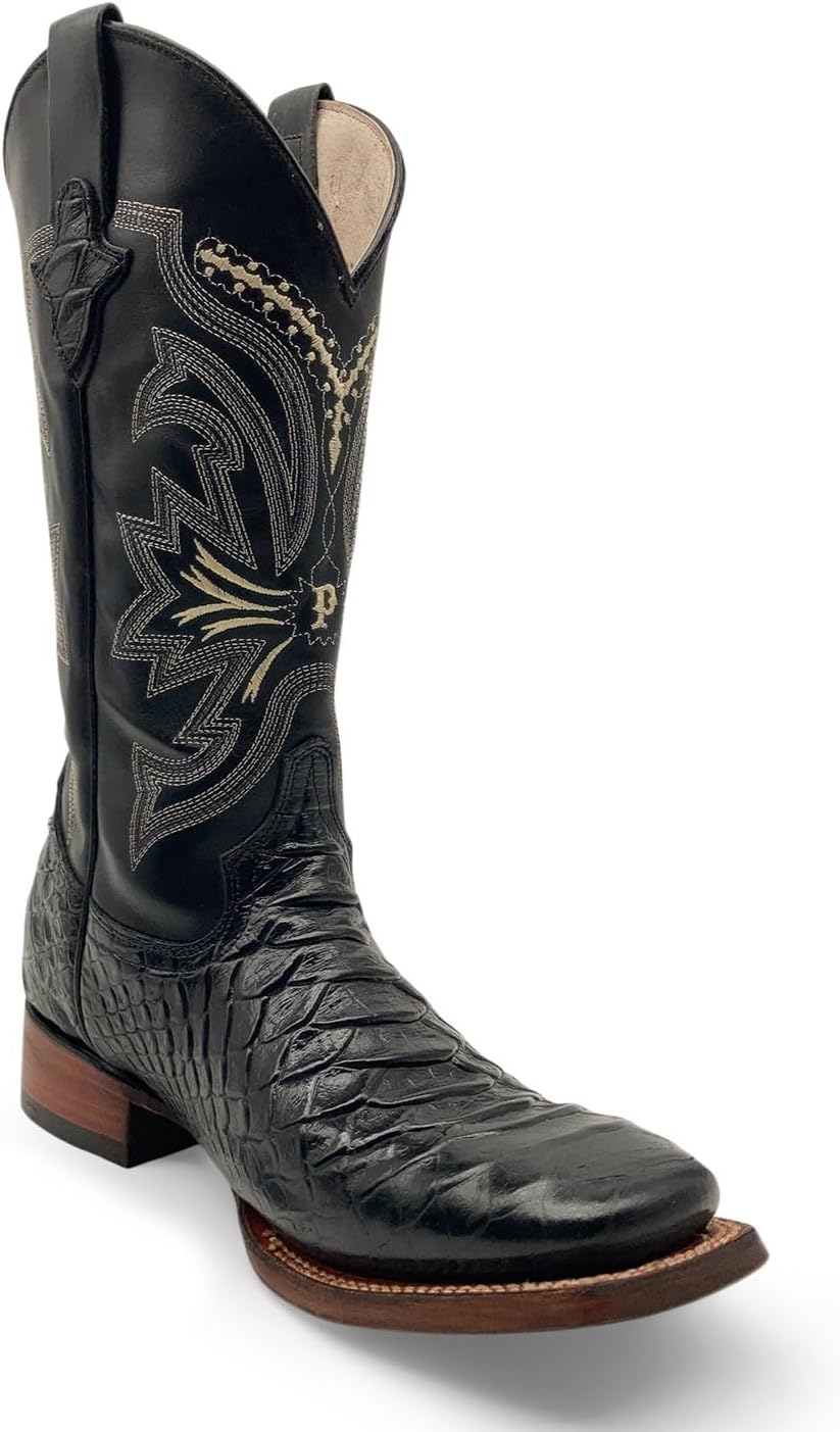 

Мужские кожаные ковбойские ботинки с квадратным носком с тисненым принтом Python The Western Shops, черный