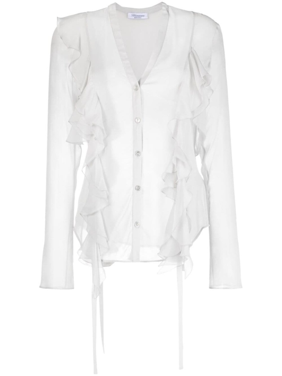 

Blumarine шелковая блузка с оборками, серый