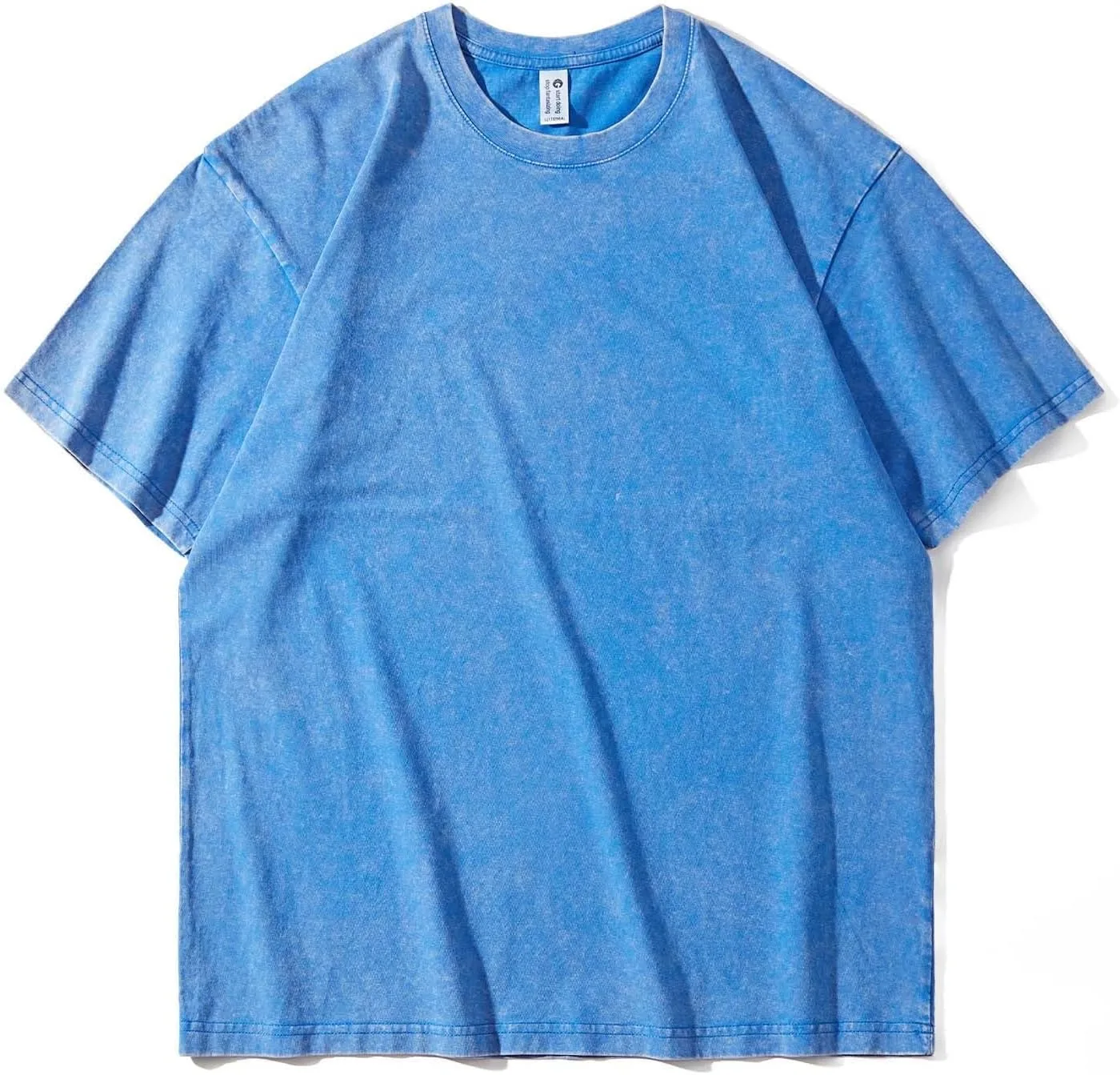 Мужская футболка Baggy с коротким рукавом, Casual, Loose Fit, Solid Color, Crew Neck, Lightweight — фото 2