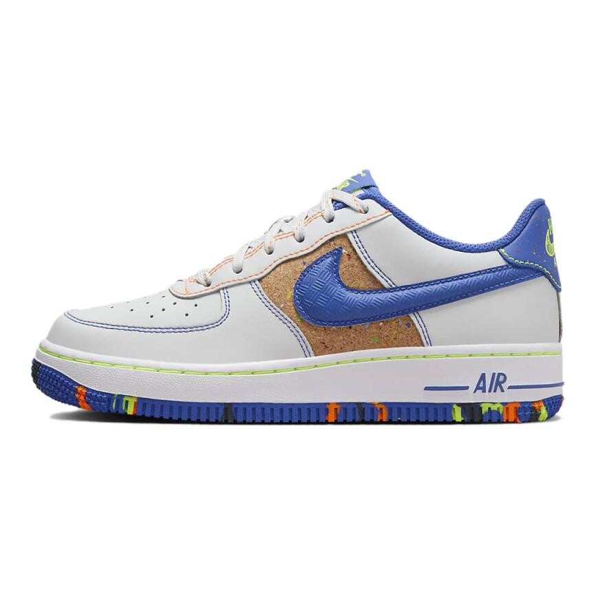 

Кроссовки Nike Air Force 1 Low '07 LV8 Paint Splatter GS, белый/синий/желтый