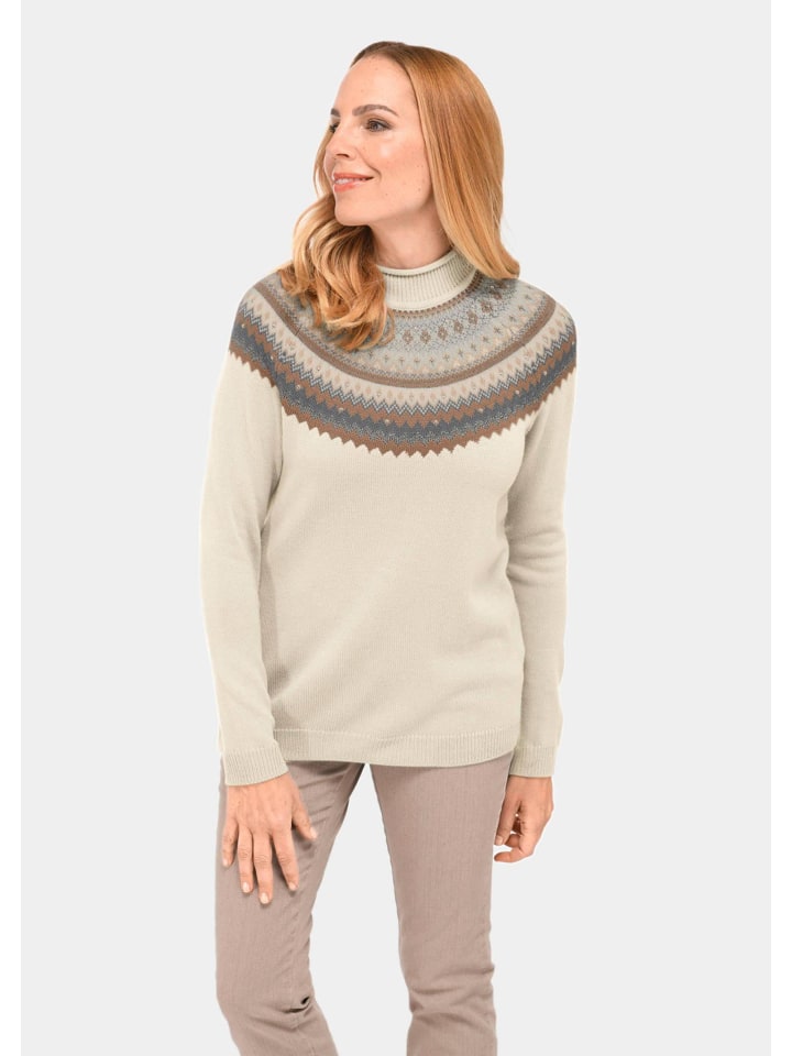 

Свитер в норвежском стиле из теплой натуральной шерсти кремово-белого цвета с узором GOLDNER