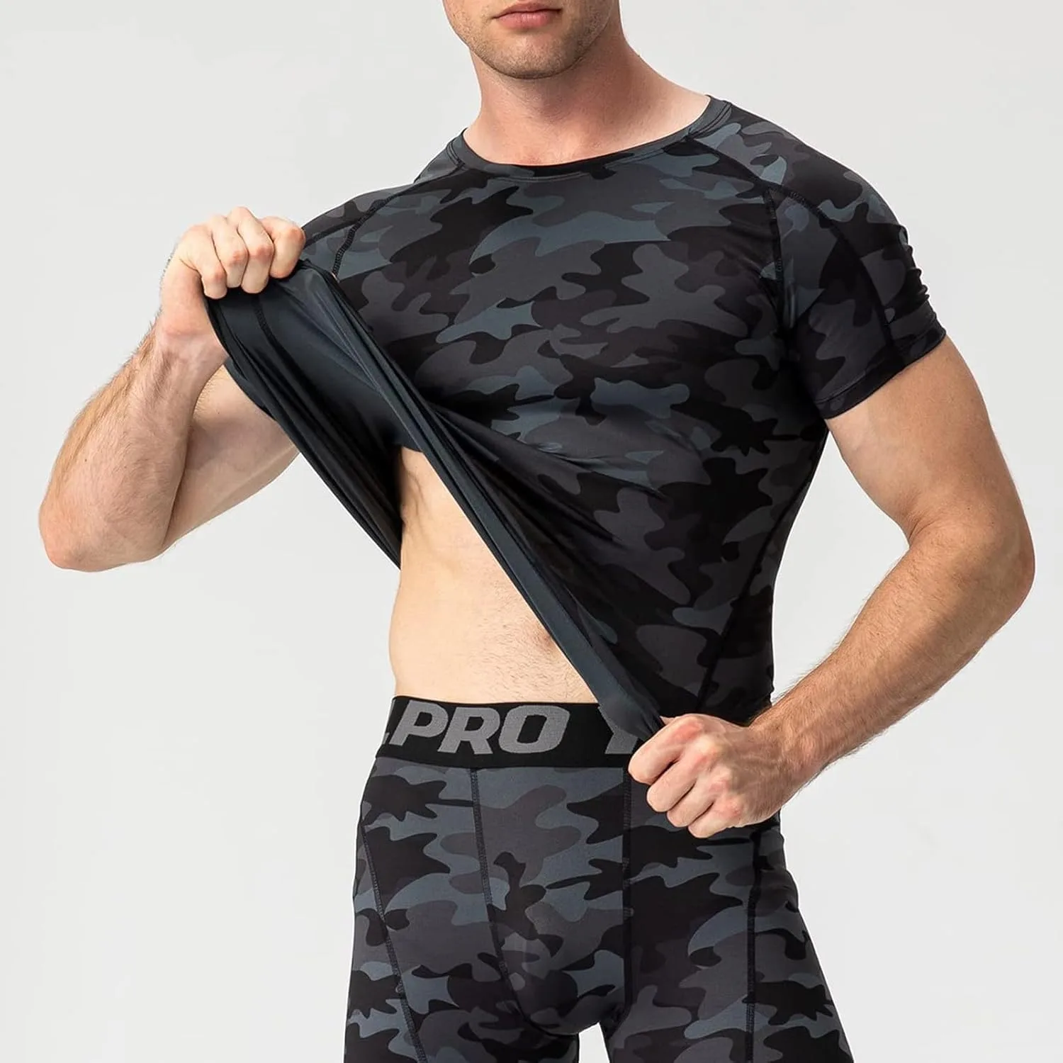 Мужская компрессионная футболка Camouflage Military с коротким рукавом — фото 4