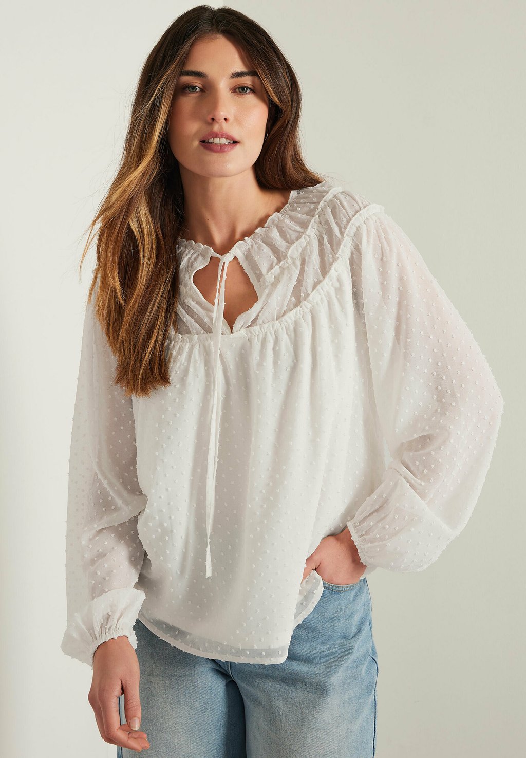 

Блуза SHEER NECK Long Tall Sally, белый