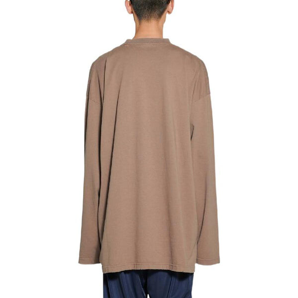 Футболка caps oversized long sleeve t-shirt 'khaki' Balenciaga, хаки — фото 4
