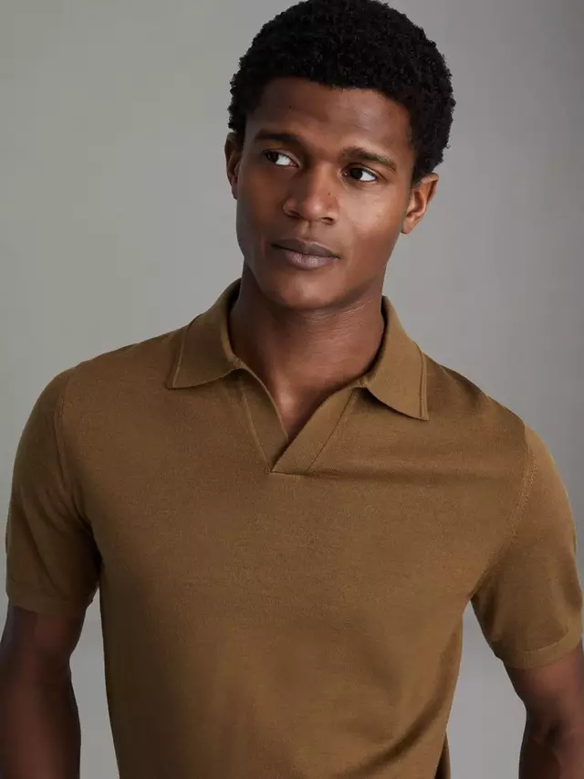 

Поло Reiss Duchie Short Sleeve Wool, цвет tobacco/brown