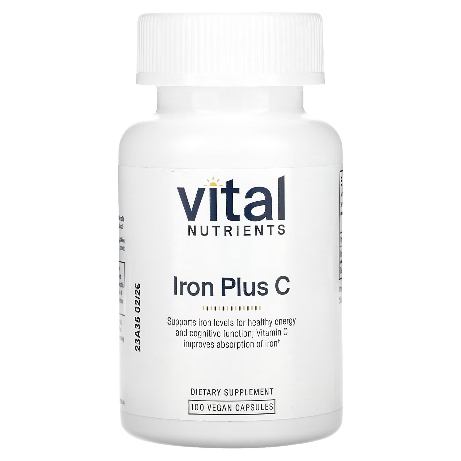 

Добавка Vital Nutrients Iron Plus C, 100 веганских капсул