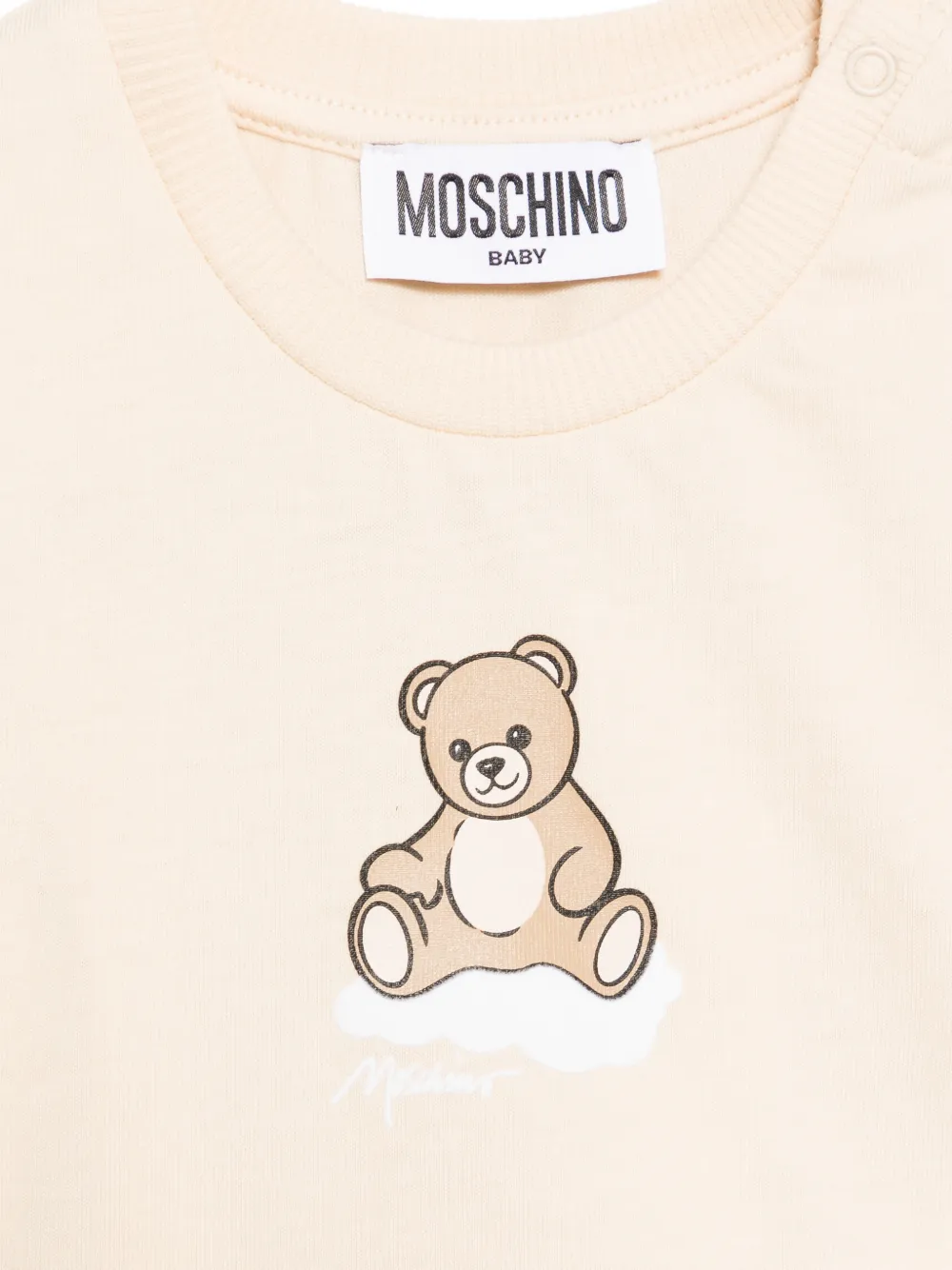 Футболка с принтом медведя Moschino Kids, бежевый — фото 3