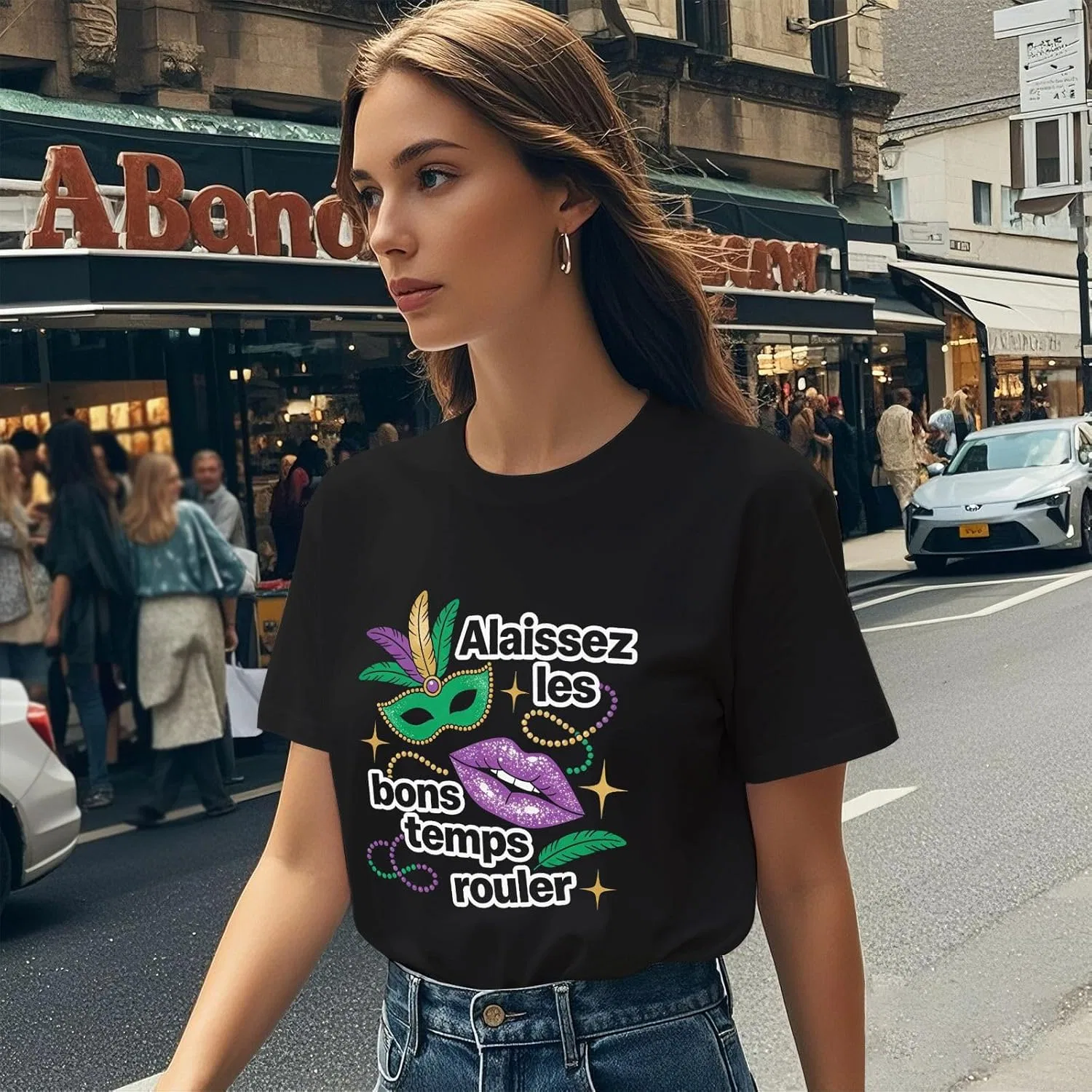 Футболка для женщин Laissez Les Bon Temps Rouler Mardi Gras 2026 New Orleanss Generic, черный — фото 3