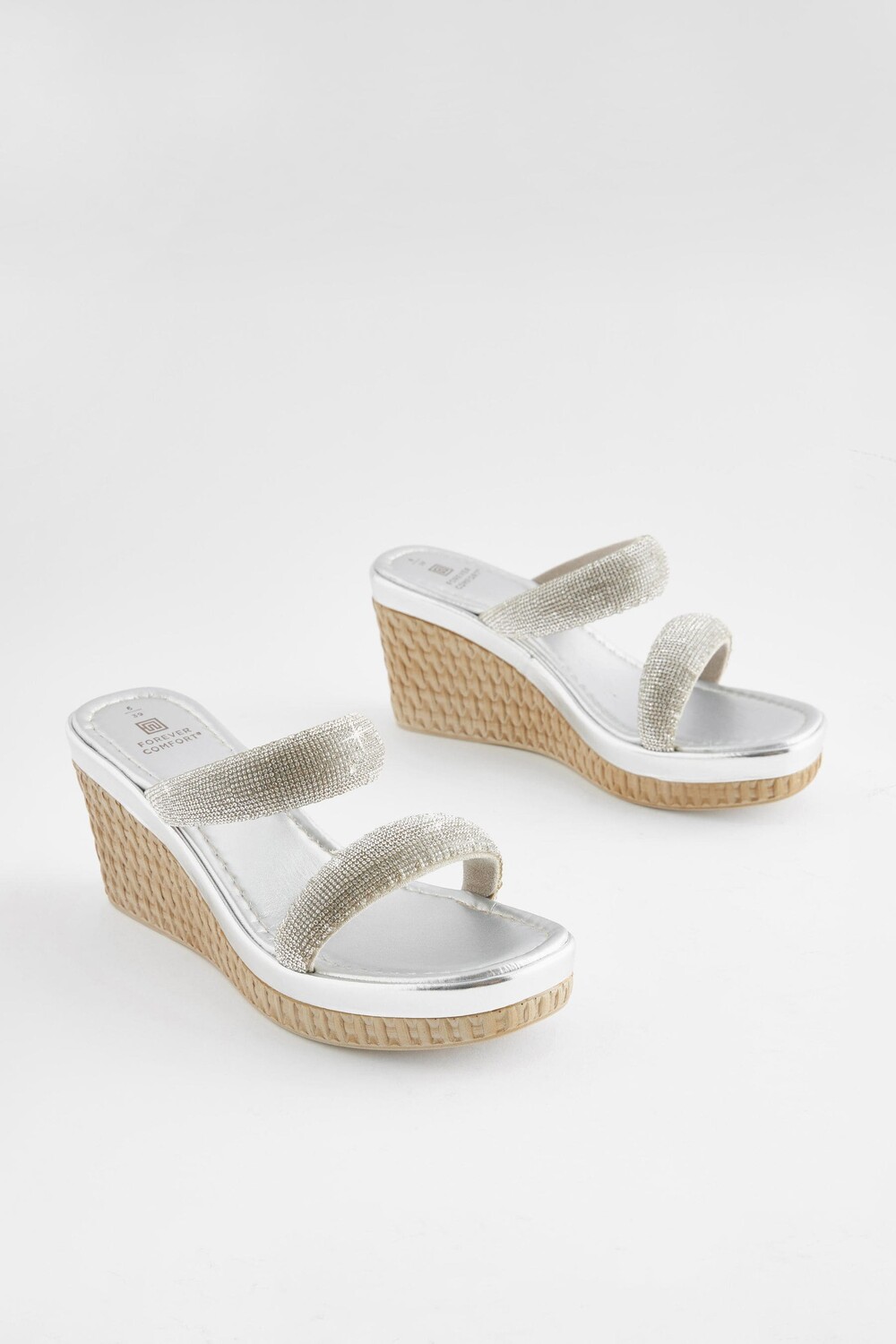 Босоножки на танкетке Forever Comfort Bling Next, серебряный — фото 4
