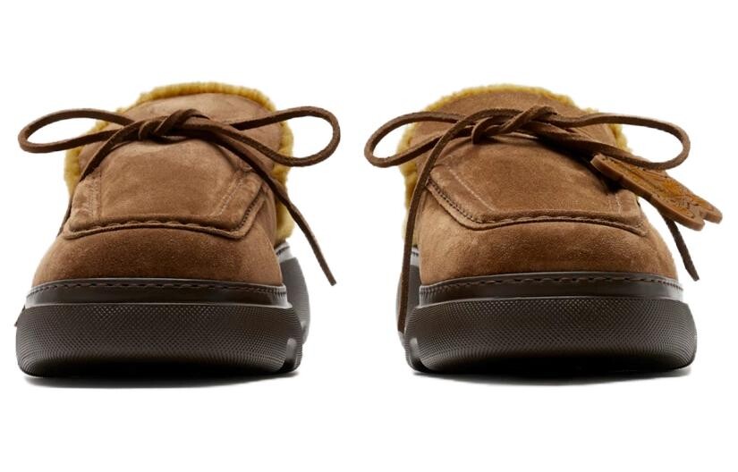 Тапочки замшевые Burberry Stony с отделкой, коричневый — фото 3