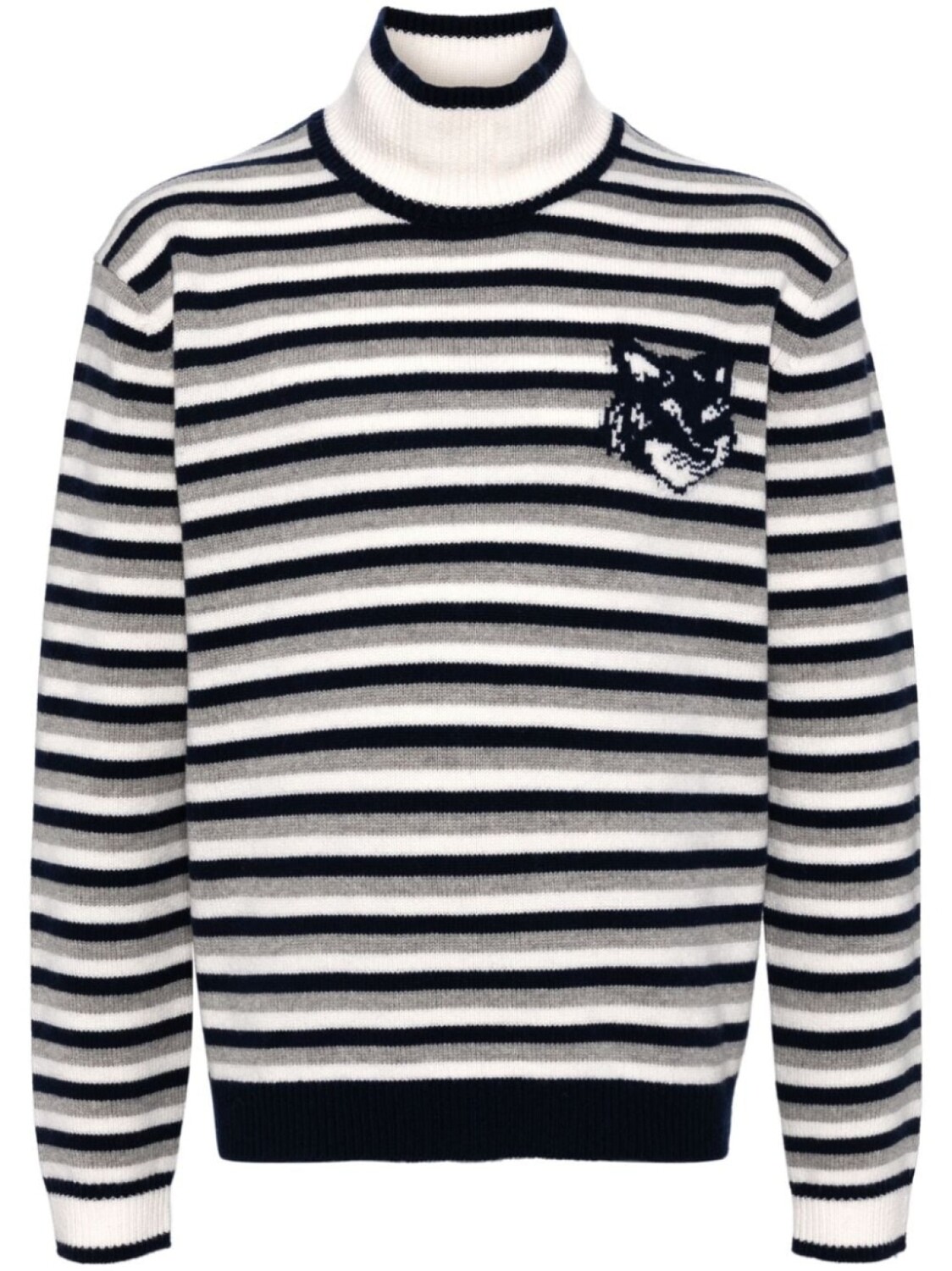 

Maison Kitsuné полосатый джемпер Fox Head вязки интарсия, синий