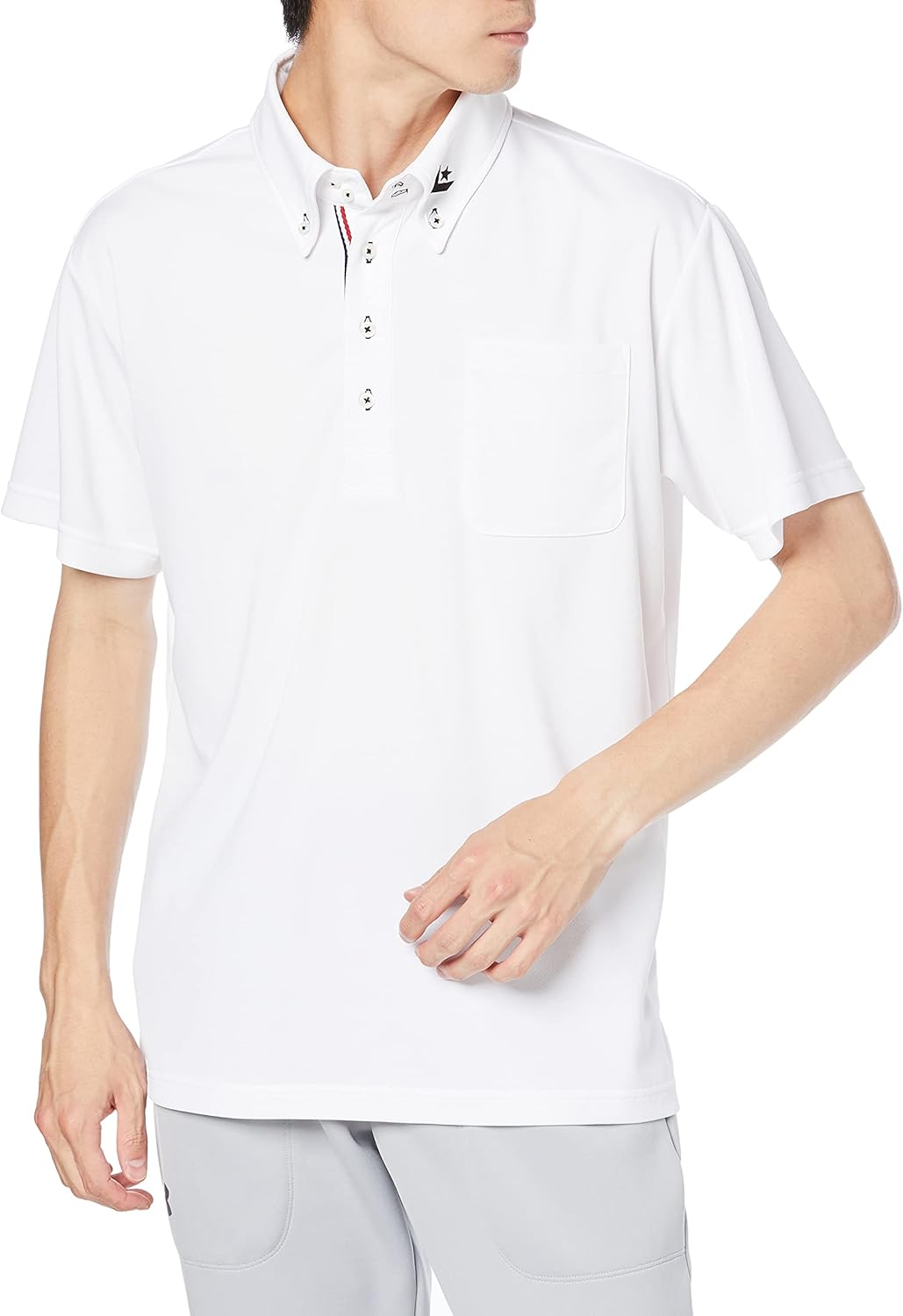 

Мужская баскетбольная футболка Converse CB221402 с коротким рукавом и застежкой на пуговицы, белый