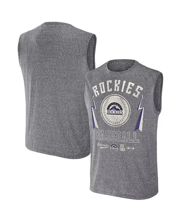 

Мужская майка свободного кроя Darius Rucker Collection от Charcoal Distressed Colorado Rockies Fanatics, серый