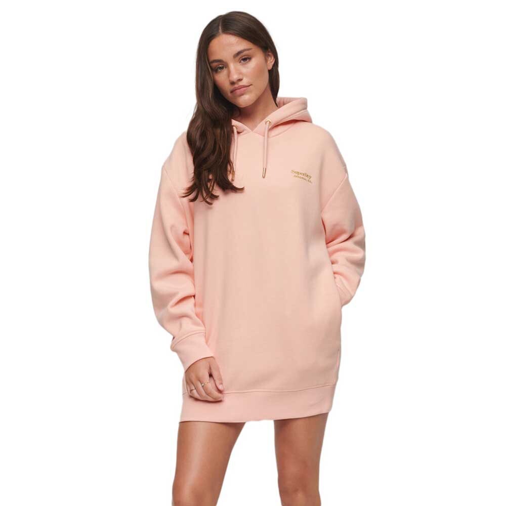 

Короткое платье Superdry Essential Hooded Sweat Long Sleeve, розовый