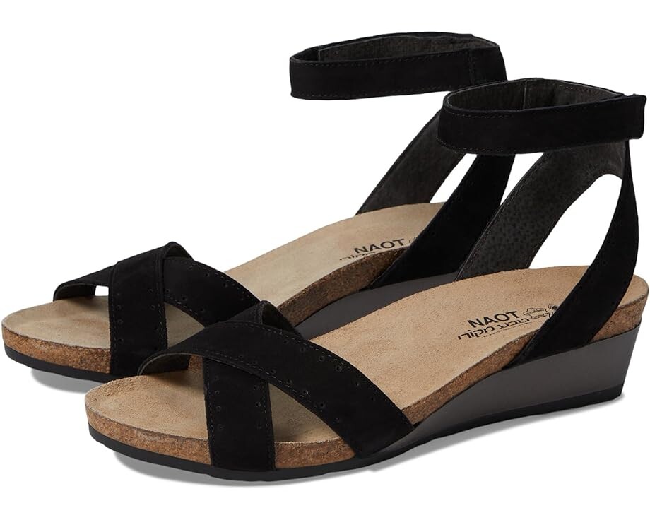 Туфли Naot Wand, цвет Black Velvet Nubuck/Glass Brown