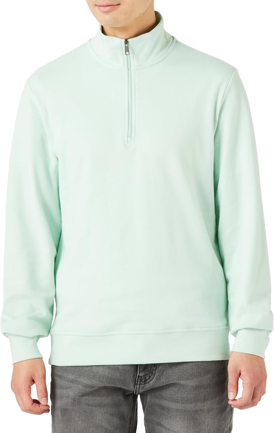 

Мужская легкая толстовка Amazon Essentials с воротником-стойкой и застежкой-молнией до четверти, из французского махрового трикотажа, мятно-зеленый