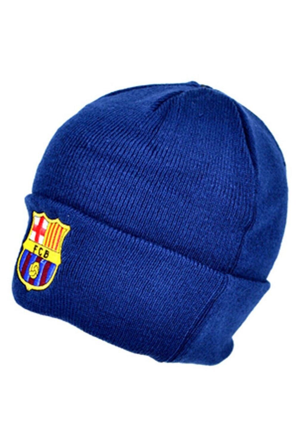 

Официальная вязаная зимняя шапка-бини с футбольным гербом FC Barcelona, темно-синий