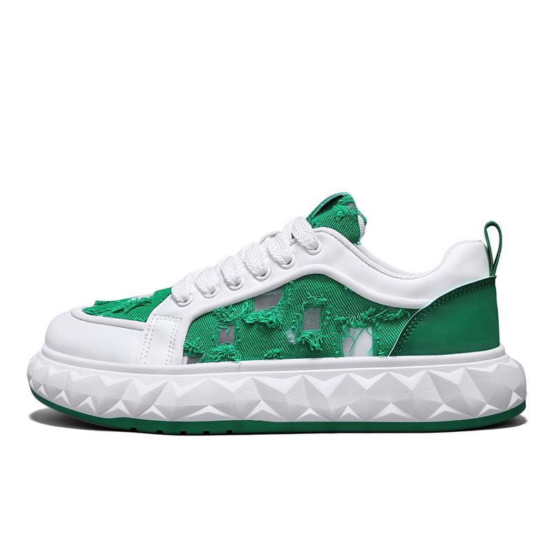 

EGCHI Износостойкие мужские скейтерские кеды низкие White Green, цвет White Green