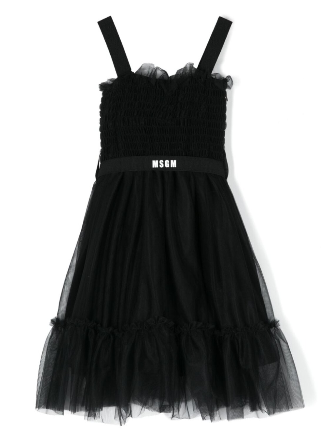 

MSGM Kids ярусное платье с логотипом, черный